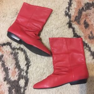 Vintage red leather boots